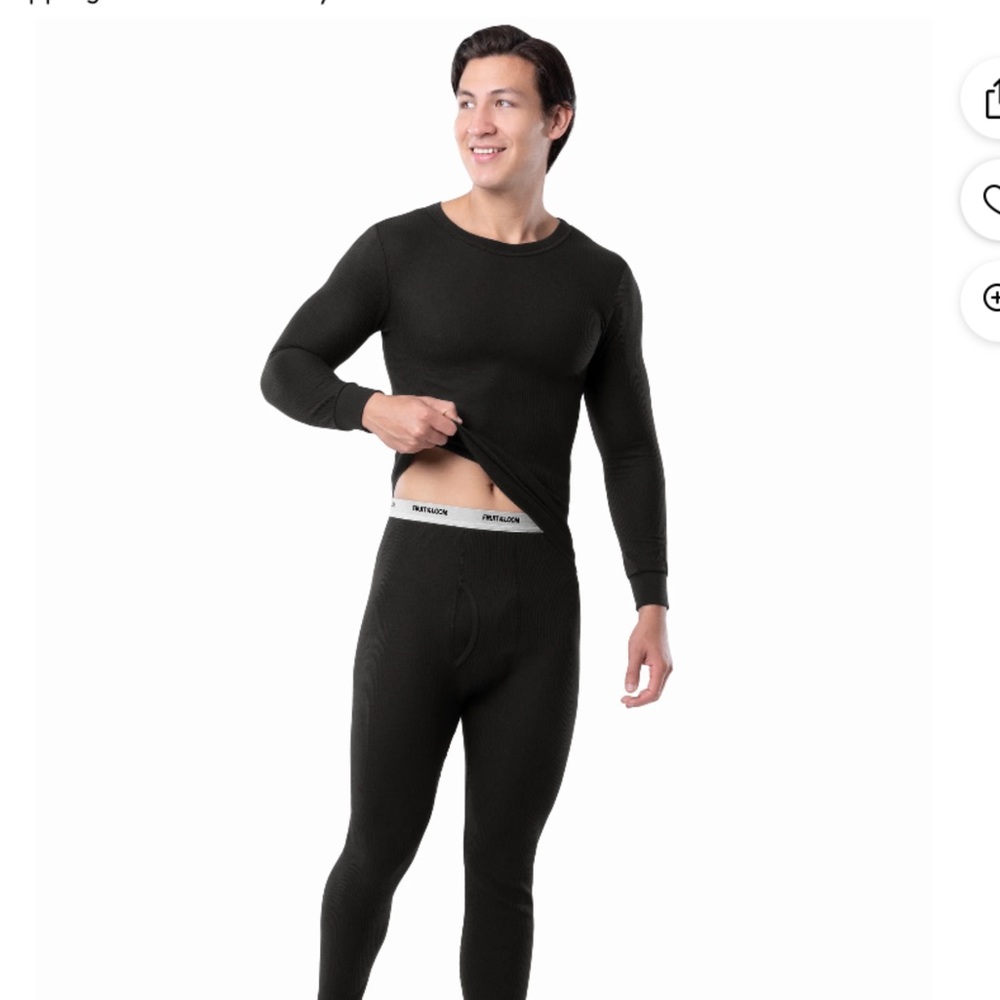 Men’s Thermal Pant soft and cozy waffle black fruit of loom pants